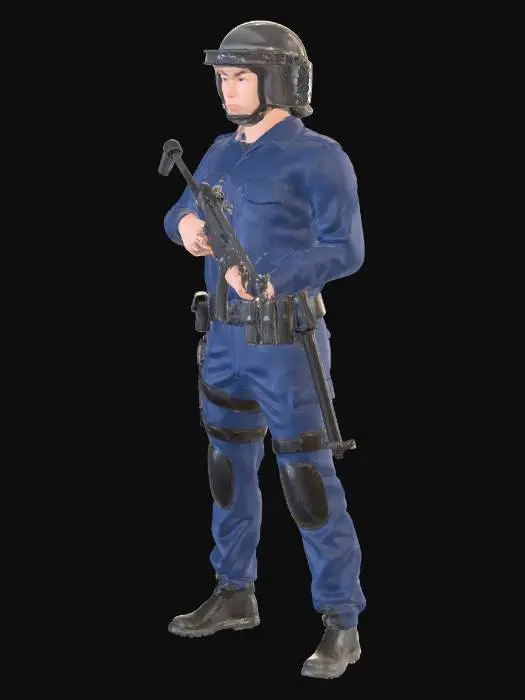 3D model for can you make a Japanese police officer with a riot helmet and a mp5