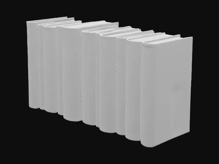 3D model for row of antique books, with romantic autumn inspired book covers, vintage