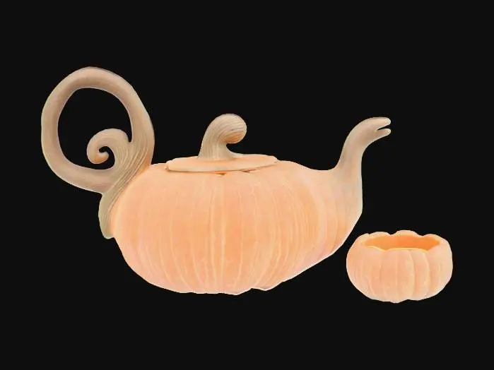 3D model for Pumpkin Teapot with Cup