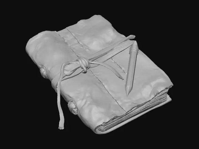 3D model for Aged Journal with Pencil an Leather Cover