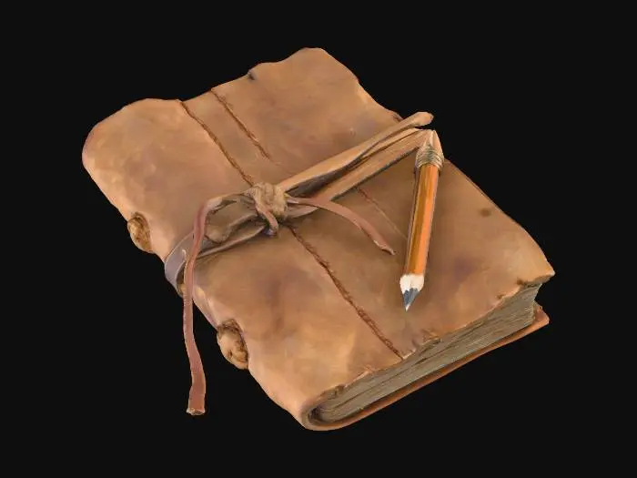 3D model for Aged Journal with Pencil an Leather Cover