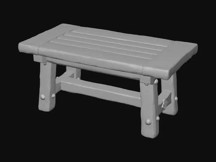 3D model for Rustic Timber Table Stool with uneven surface