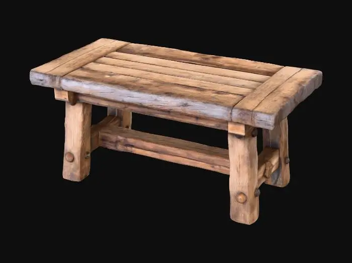 3D model for Rustic Timber Table Stool with uneven surface