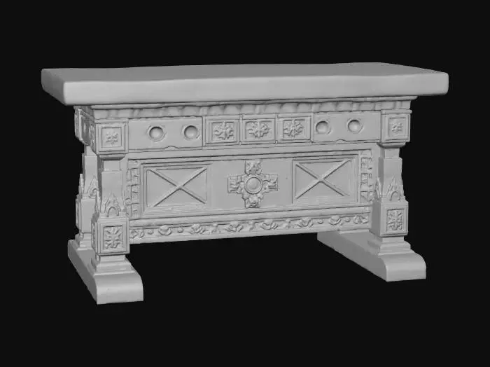 3D model for Relic Table - Rustic Aged Medieval, with occult symbols, cobwebs, different stains