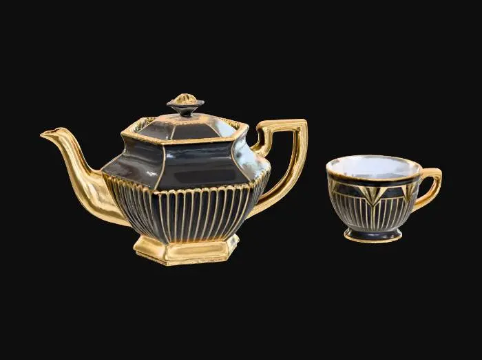 3D model for TeaSet Dark Gold Striped
