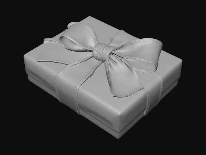 3D model for Gift Wrapped Blue Ribbon