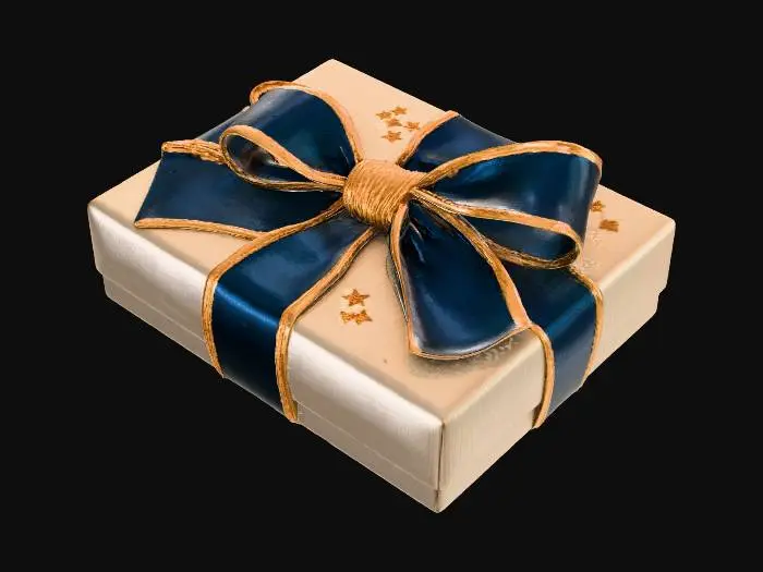 3D model for Gift Wrapped Blue Ribbon