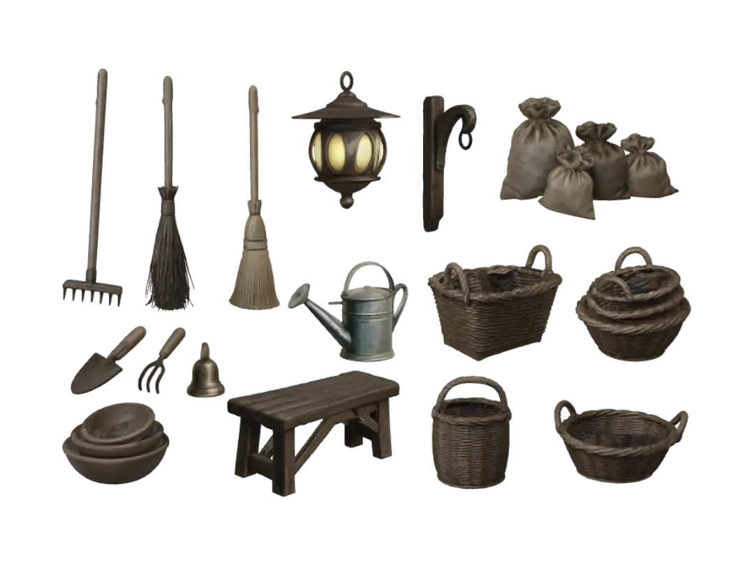 Hobbit Garden Decor 02 - Basket 3D model, vytvořený pomocí AI