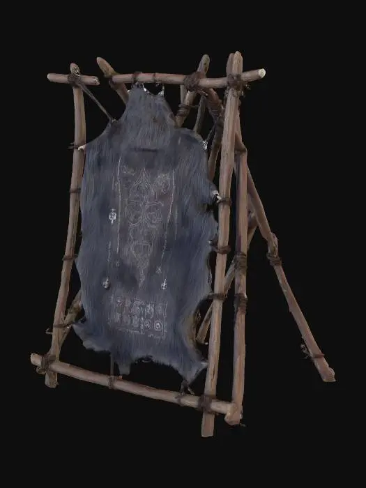 3D model for Tanning Frame with Occult Dark creepy Fur