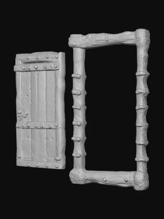 3D model for Old Wooden Door and Door Frame