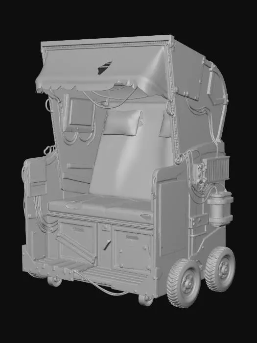 3D model for Roofed Beach Bench Mobile Cyberpunk