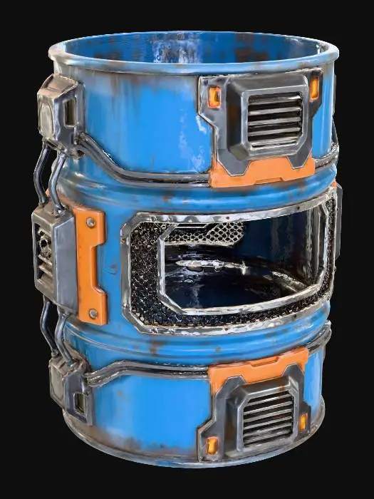 3D model for Barrel Cyberpunk with opening