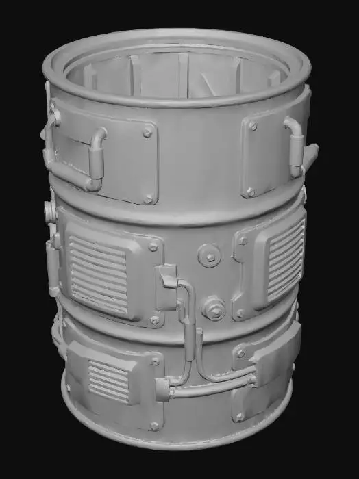 3D model for Barrel Industrial Rusty Blue open