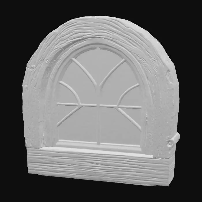 3D model for Arched Medieval Window with Curtains