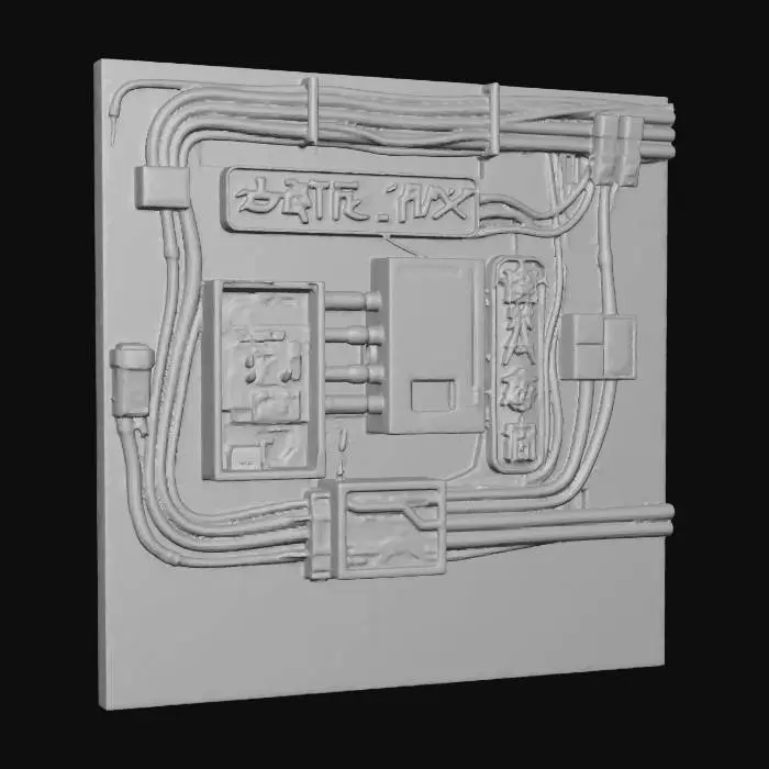3D model for Wall 2 Wires Signs Cyberpunk