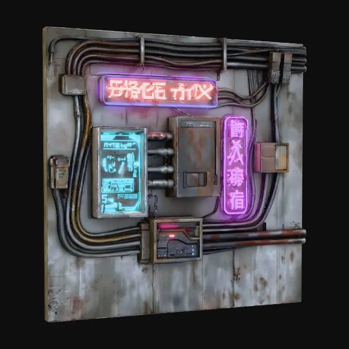3D model for Wall 2 Wires Signs Cyberpunk