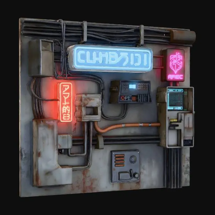 3D model for Wall Wires Signs Cyberpunk