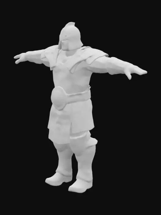 3D model for Warcraft 3 look a like human footman unit in T-Pose with empty hands