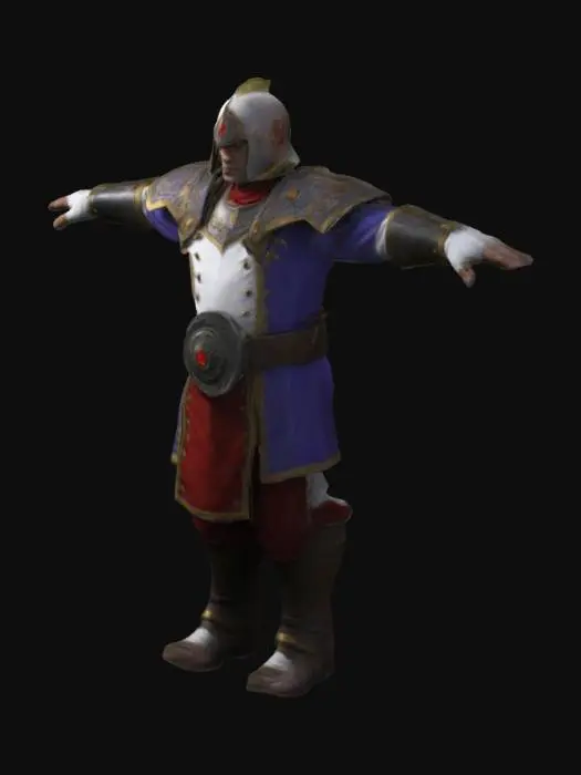 3D model for Warcraft 3 look a like human footman unit in T-Pose with empty hands