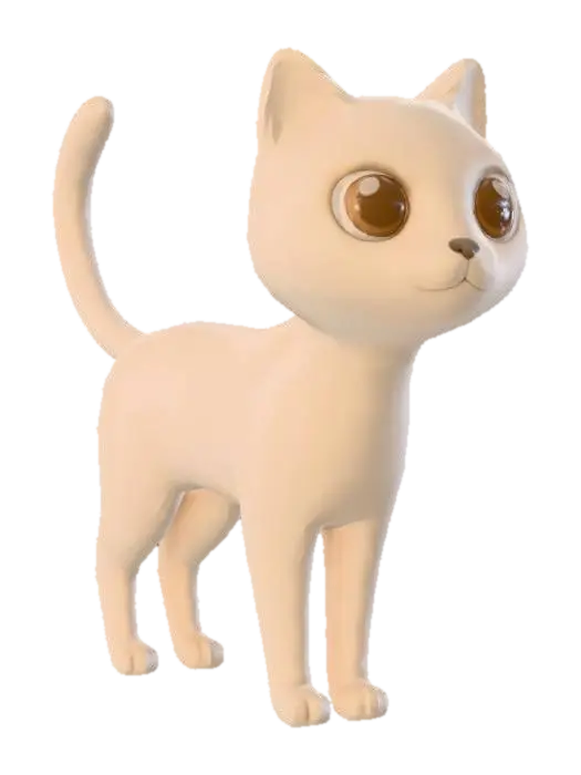 cat - Whiskers 3D model, vytvořený pomocí AI