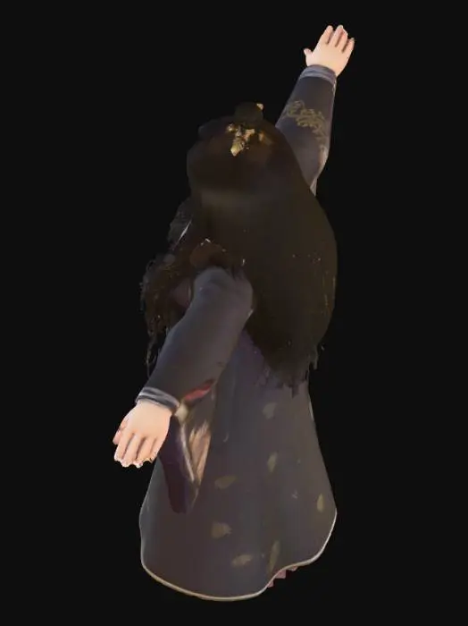 3D model for Bana eski çağlardan yani kralların hala olduğu dönemlerden bir kralın kızı yani asyalı karakter tasarlamanı istiyorum karakterimin fiziksel özellikleri şöyle, en fazla 30 yaşlarında kıyafetleri o çağa uygun, siyah saçlı, orta kilolarda, boyu en fazla 173 civarında olan bir kadın karakter tasarla, dediğim kriterlere uyarak tasarla karakter tamamen T Pose de olmalı ve gerçekçi olmalı