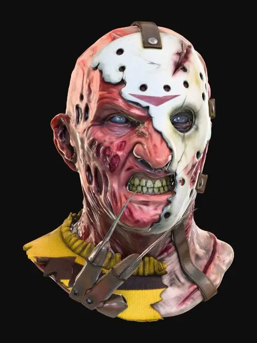3D model for a realistic head mix half and half of Freddy Krueger and Jason Voorhees blended in together