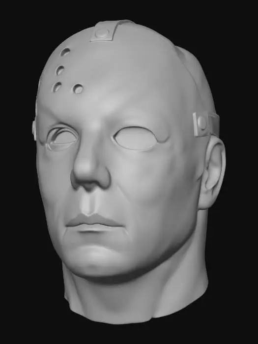 3D model for a realistic head mix half and half of Jason Voorhees and Michael Myers blended in together