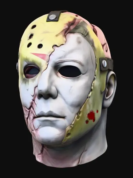 3D model for a realistic head mix half and half of Jason Voorhees and Michael Myers blended in together