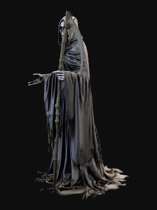 3D model for bust of a grim reaper, plain background #Halloween2025#