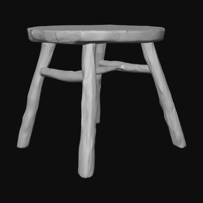 3D model for Rustic Wooden Stool
