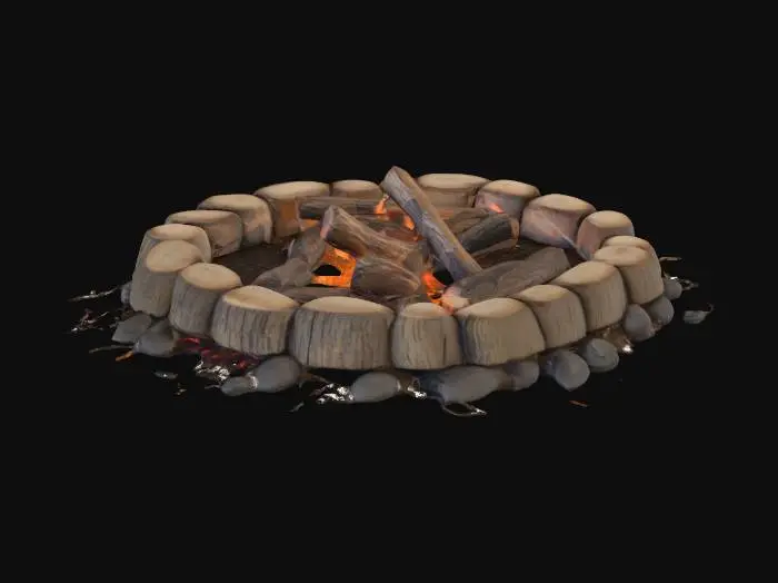 3D model for un stoked camp fire
