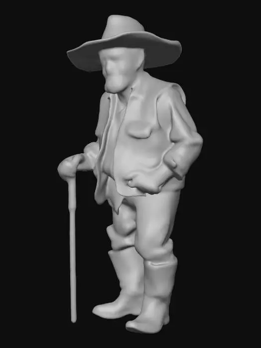 3D model for old farmer 3d character mesh