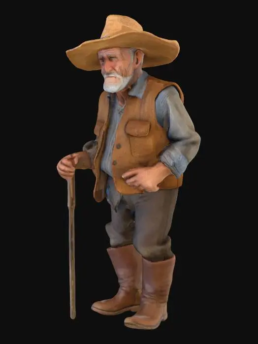 3D model for old farmer 3d character mesh