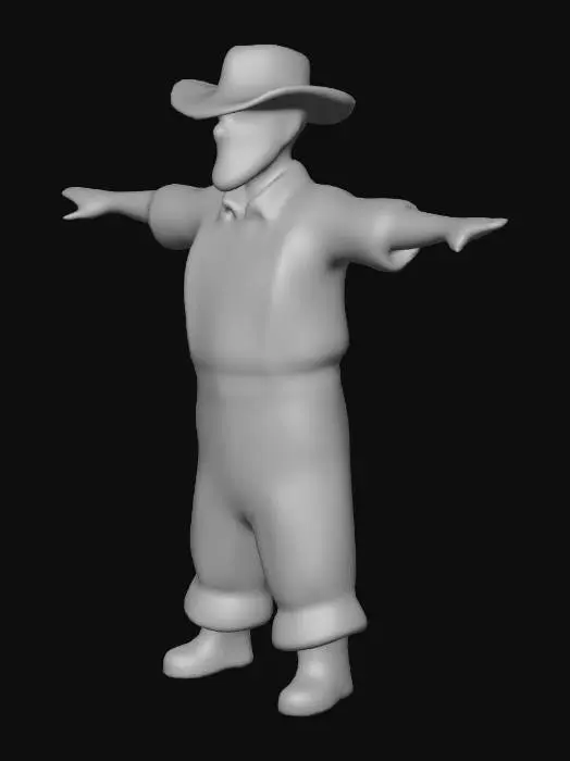 3D model for old farmer 3d character mesh, no accessories