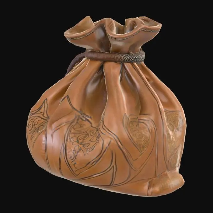 3D model for medieval style money pouch