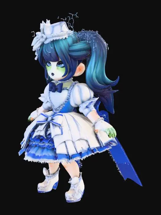 3D model for Blue Ruffle Princess