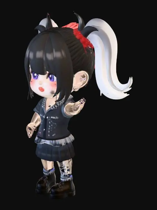 3D model for Gothic Chibi Character