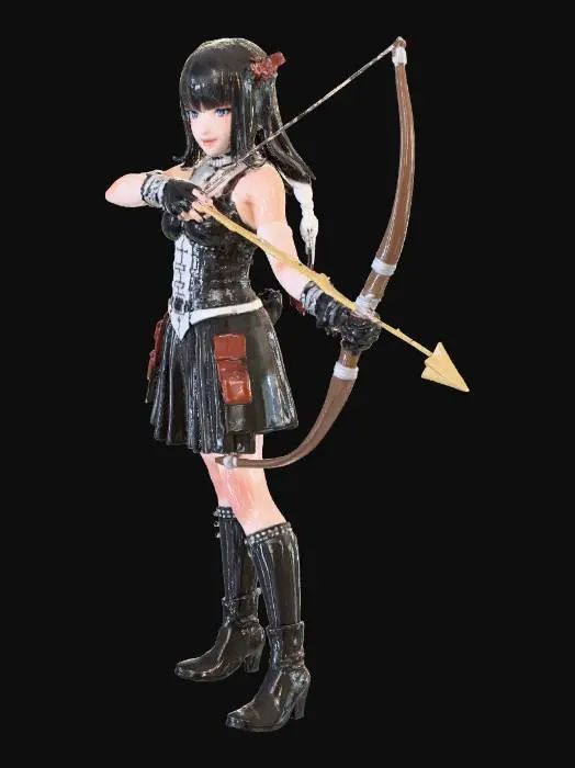 3D model for Archer Girl in Black and White Outfit