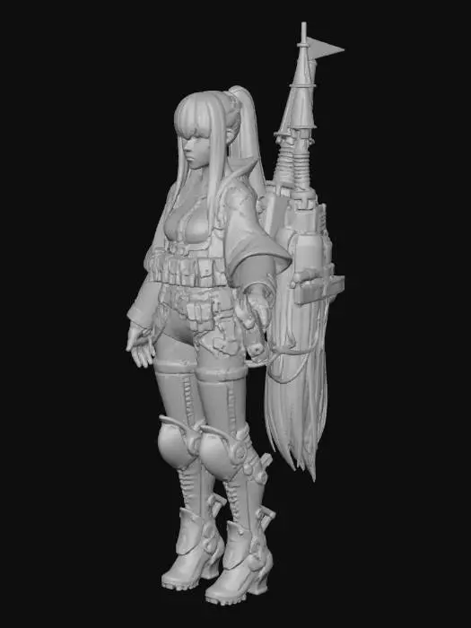3D model for Steampunk Warrior Girl