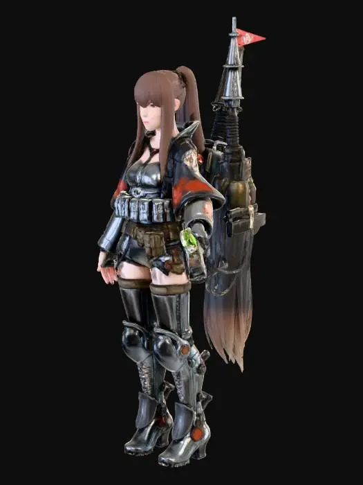 3D model for Steampunk Warrior Girl