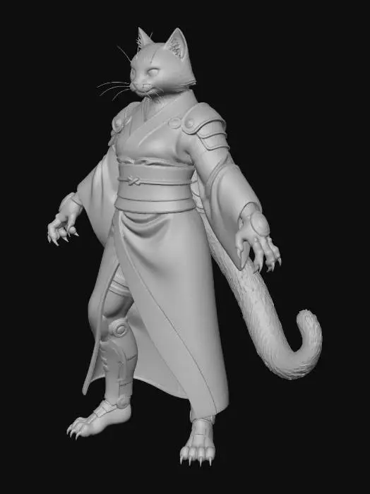 3D model for Samurai Cat Warrior Neko