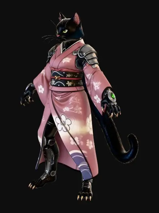 3D model for Samurai Cat Warrior Neko