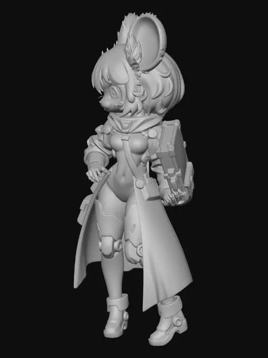 3D model for Cyberpunk Mouse Mage