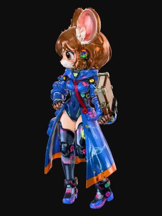 3D model for Cyberpunk Mouse Mage