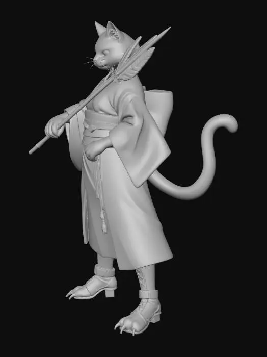 3D model for Samurai Cat Warrior