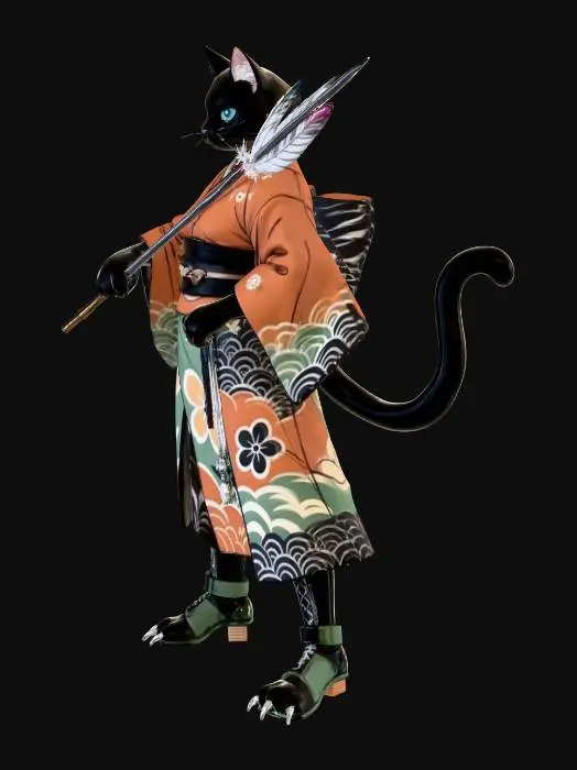 3D model for Samurai Cat Warrior