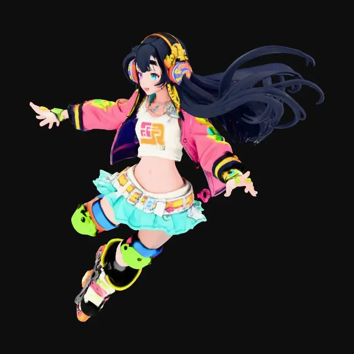 3D model for Roller Skating Anime Girl