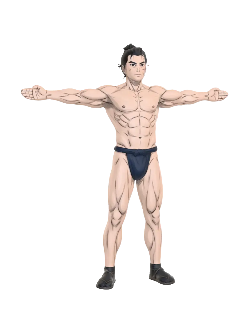 T-pose on a stylised build