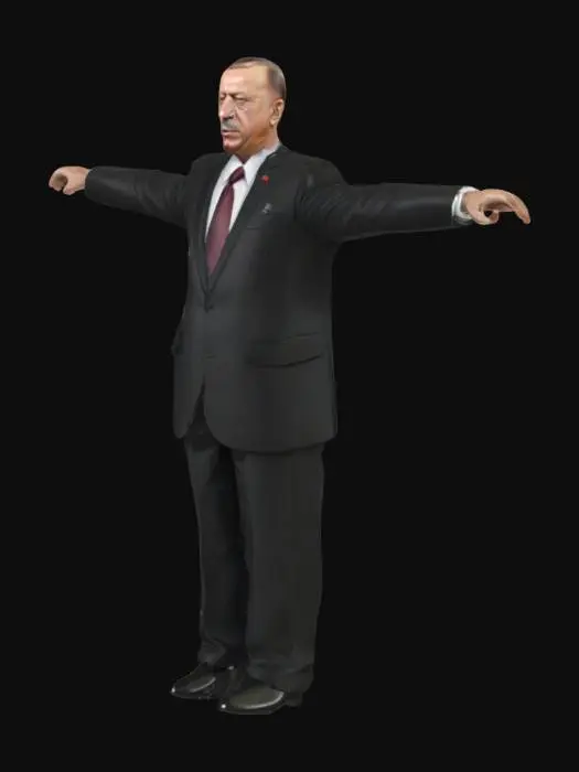 3D model for türkiyenin cumhurbaşkanı olan recep tayyip erdoğanı takım elbiseli halini çiz ayrıca T pose olsun