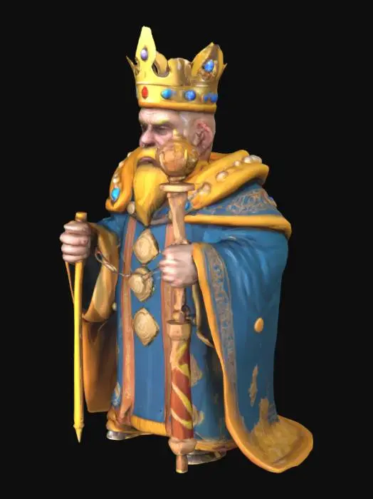 3D model for King, unreal engine 5, highest quality, highest resolution, insane detailed, character design, z-brush, v-ray